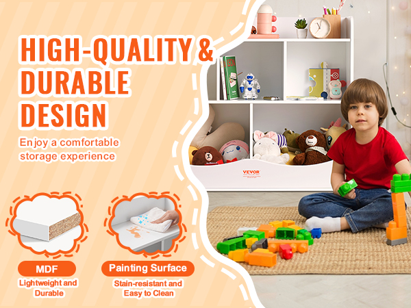 high-quality VEVOR toy storage organizer with mdf material, painting surface, and comfortable storage.