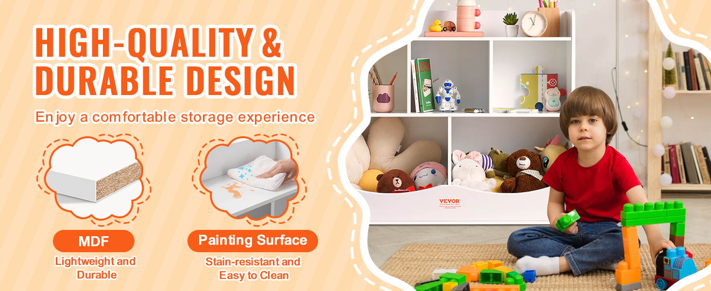 high-quality VEVOR toy storage organizer with mdf material, painting surface, and comfortable storage.