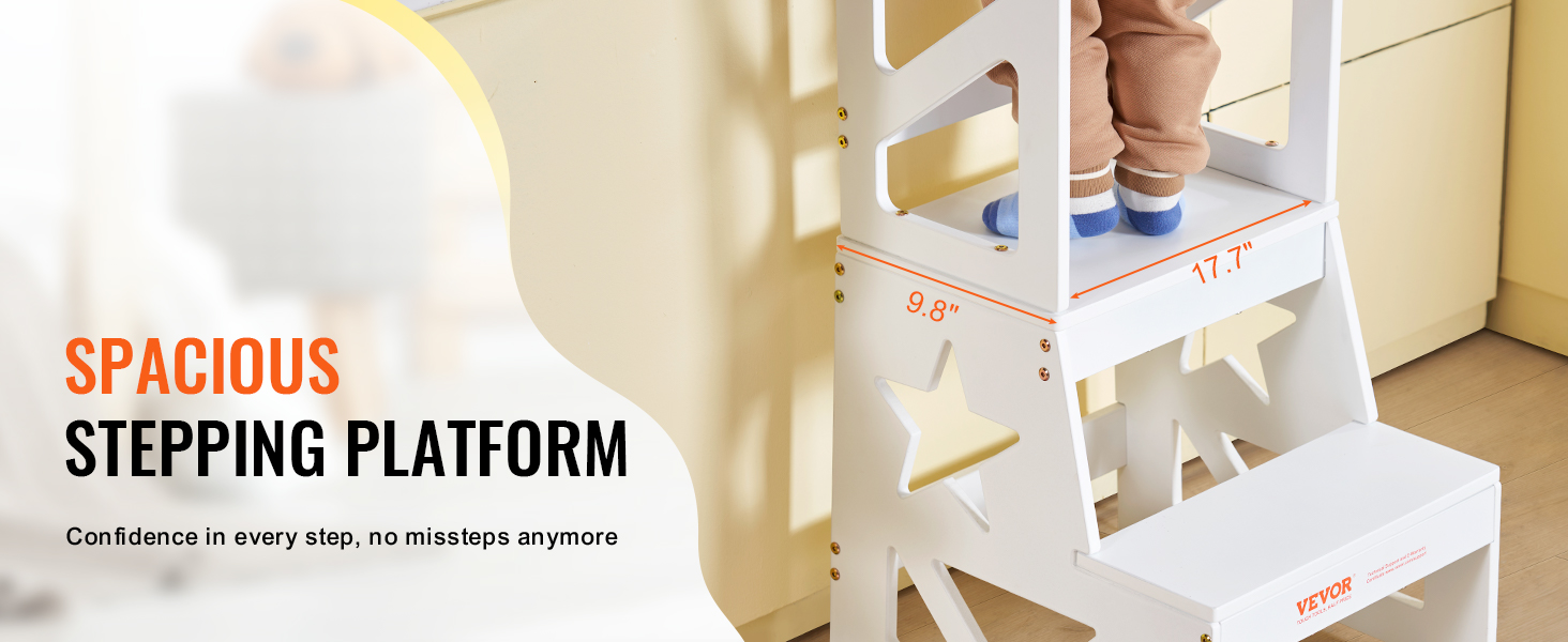 VEVOR toddler step stool with spacious stepping platform, star cutouts, and sturdy design for safety.