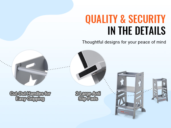VEVOR tower step stool with cut-out handles and large anti-slip pads for quality and security.