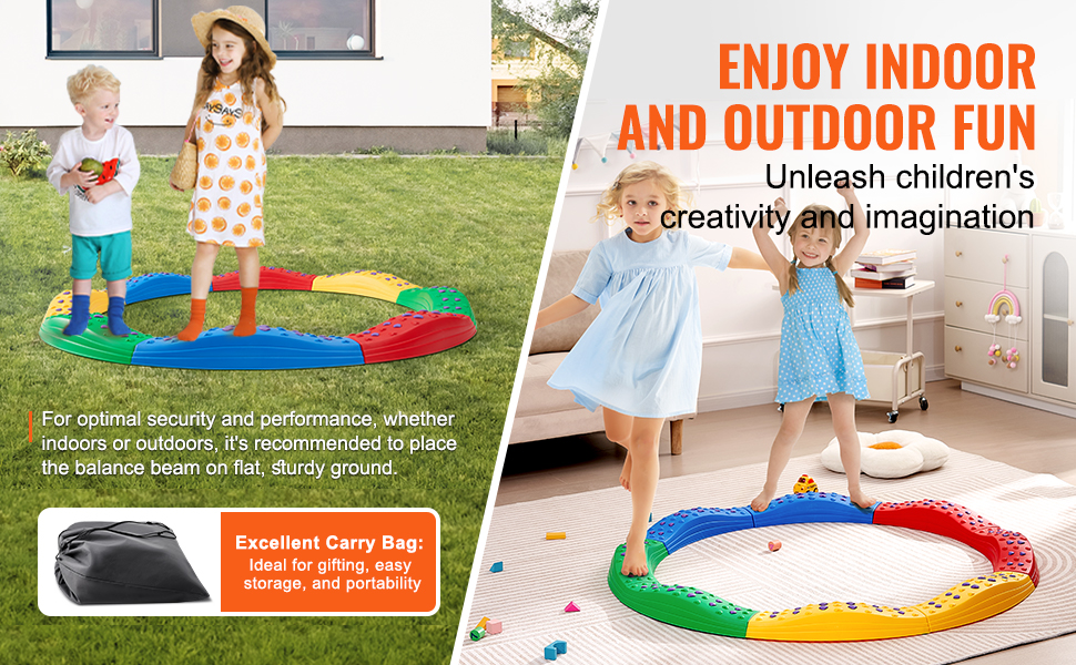 VEVOR kids balance beam perfect for indoor and outdoor fun, enhancing children's creativity and imagination.