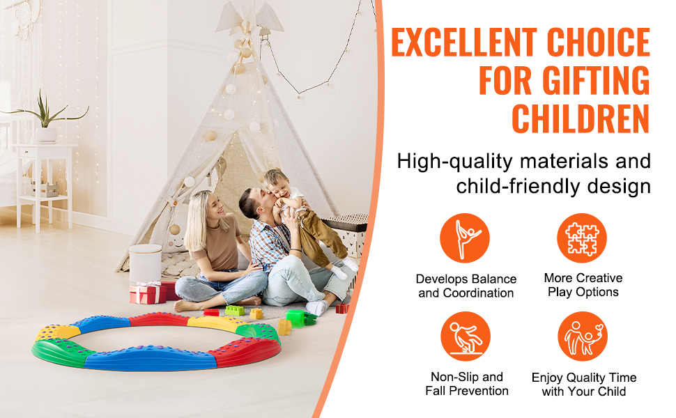 VEVOR kids balance beam for developing balance and coordination, with high-quality, child-friendly design.