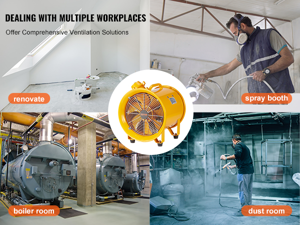 VEVOR portable ventilator for renovate, boiler room, spray booth, and dust room comprehensive vent solutions