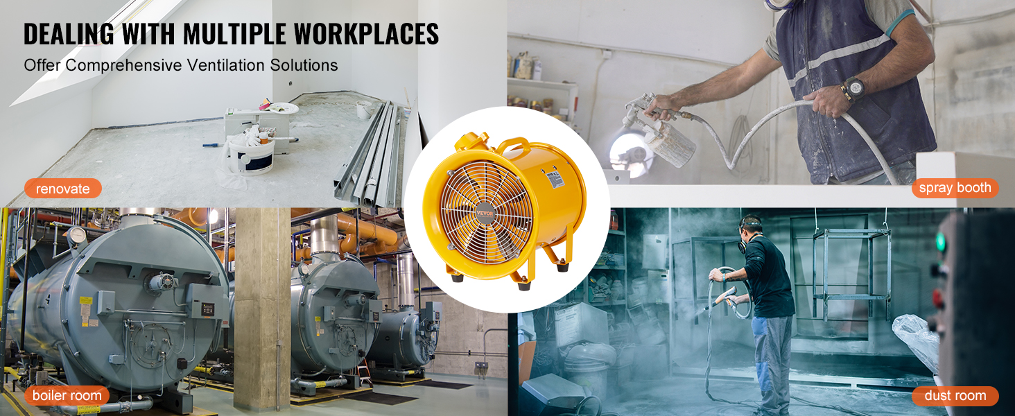VEVOR portable ventilator for renovate, boiler room, spray booth, and dust room comprehensive vent solutions