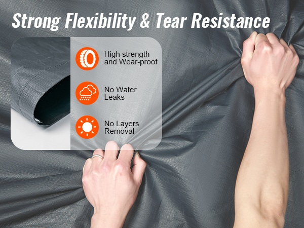 strong, flexible, tear-resistant material of VEVOR carport 10x20 with high strength, no leaks, and no layer removal.