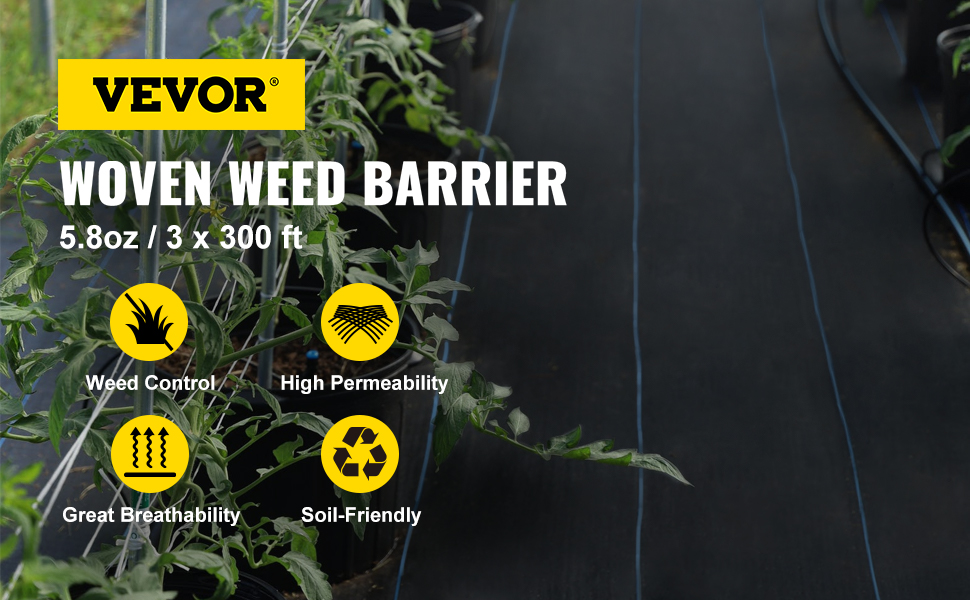 VEVOR weed barrier in garden ensuring weed control, high permeability, and breathability.