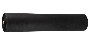 black roll of VEVOR weed barrier fabric against white backdrop.