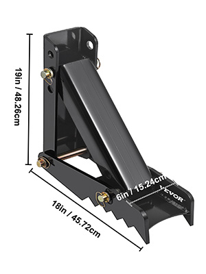 VEVOR backhoe thumb with dimensions of 19in x 18in x 6in.