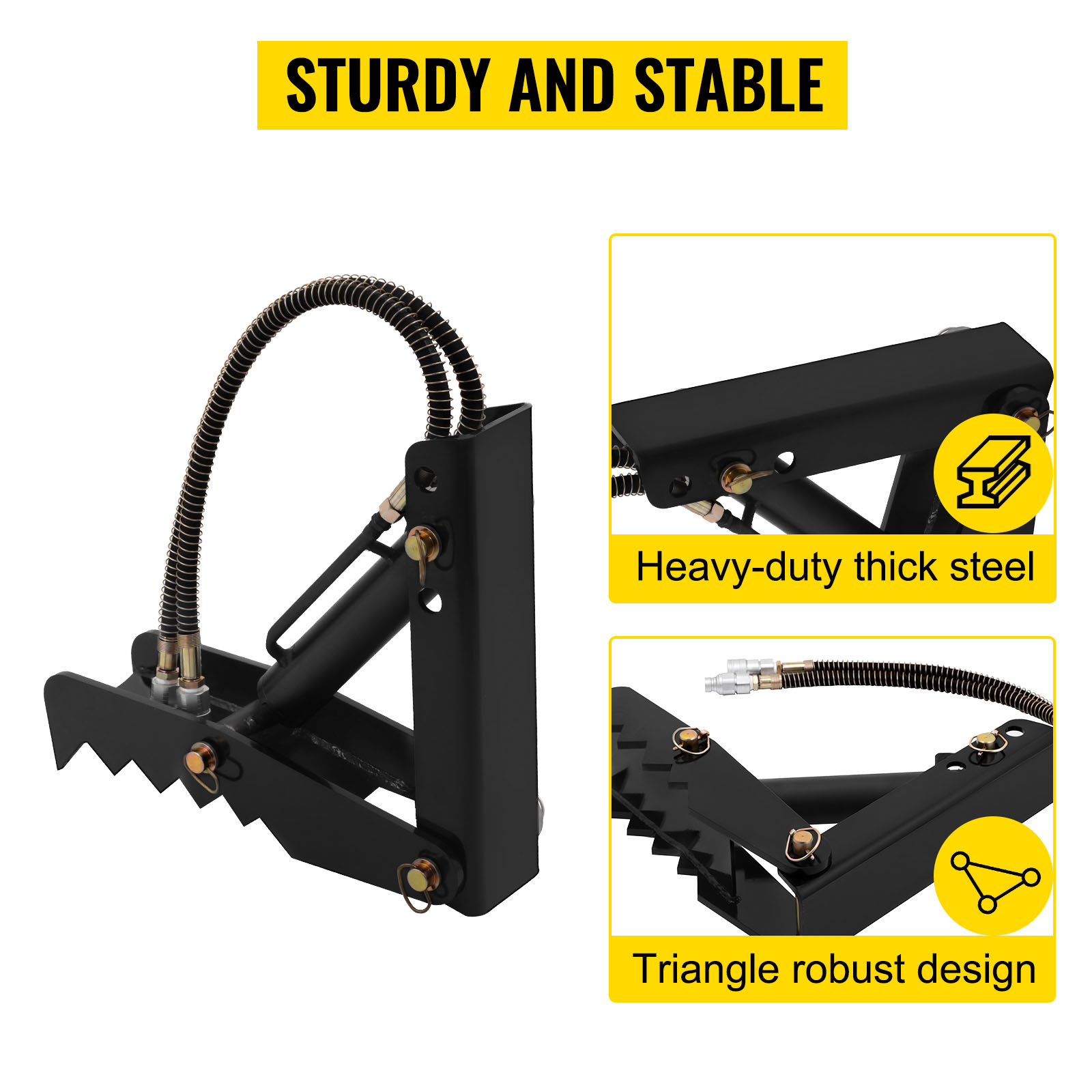 VEVOR hydraulic backhoe thumb in heavy-duty thick steel and triangle robust design.