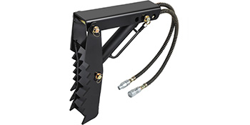 VEVOR hydraulic backhoe thumb attachments with dual hoses and serrated gripping teeth.