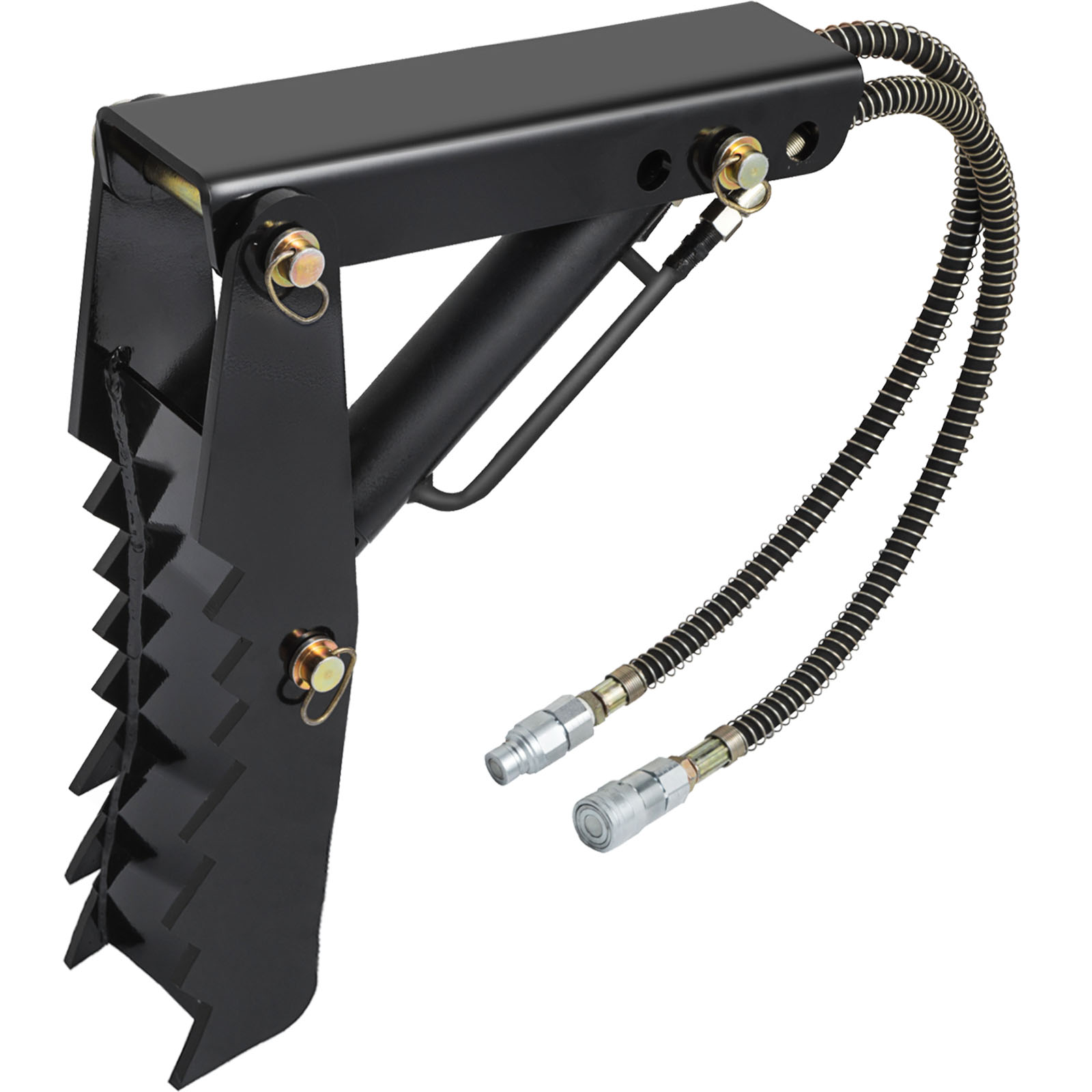 VEVOR hydraulic backhoe thumb attachments with hoses and mounting bolts.