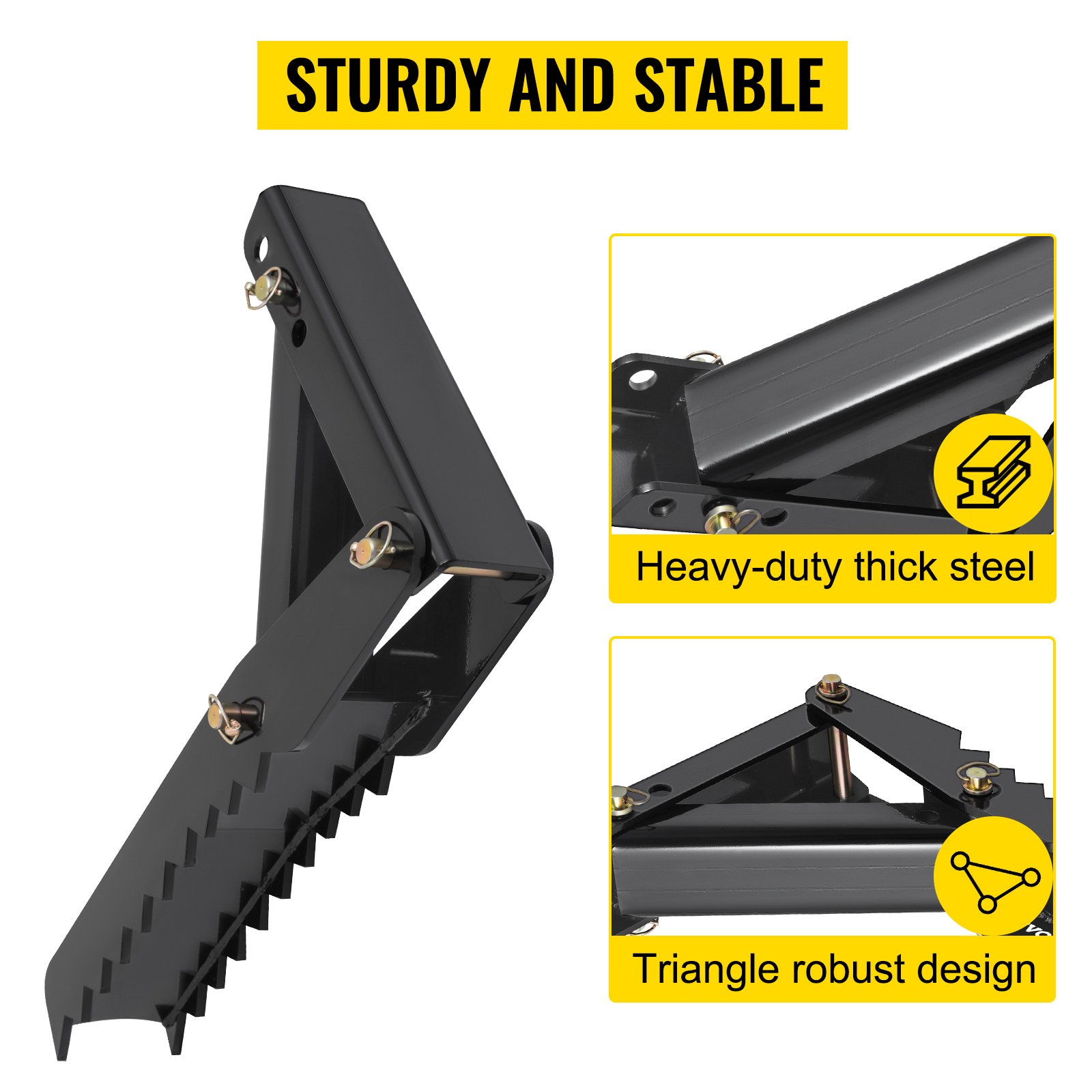 VEVOR excavator thumb attachment: sturdy, stable, heavy-duty thick steel, robust triangle design.