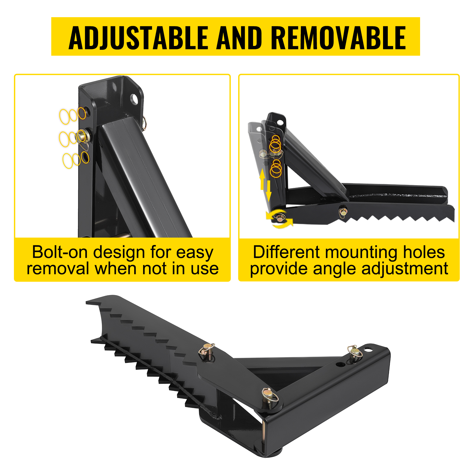 adjustable VEVOR excavator thumb attachment with bolt-on design for easy removal.