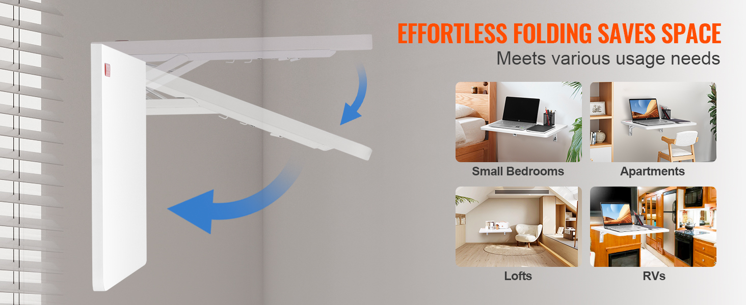 VEVOR folding wall table for small bedrooms, apartments, lofts, and rvs, showcasing space-saving design.