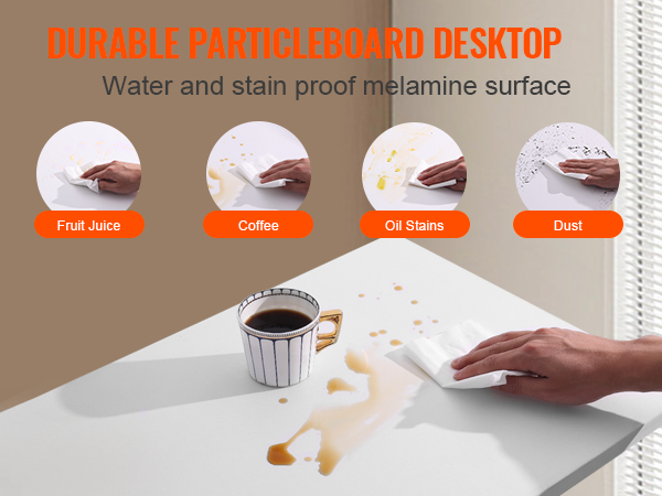 waterproof and stainproof VEVOR folding wall table with durable particleboard top cleaned easily.