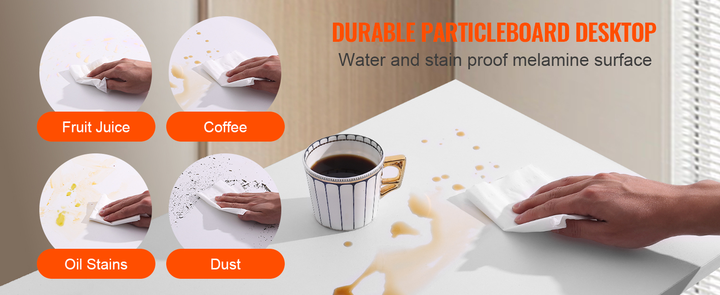 waterproof and stainproof VEVOR folding wall table with durable particleboard top cleaned easily.