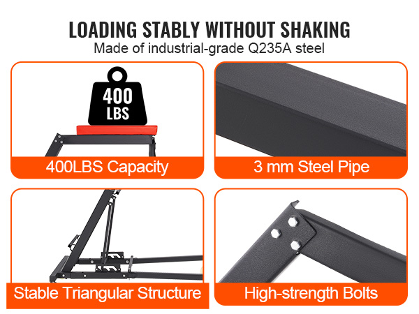 mechanic using VEVOR engine creeper with 400lbs capacity, made of q235a steel, stable triangular structure.