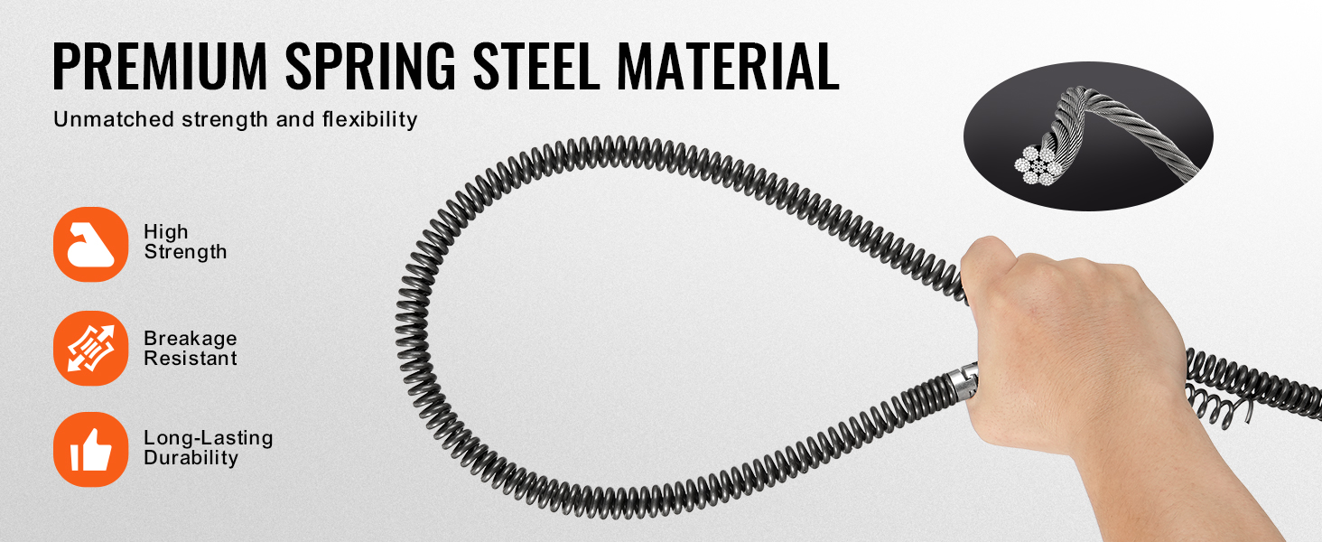 VEVOR premium spring steel material with high strength and breakage resistance.