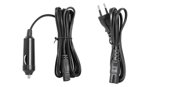 two power cords for VEVOR reptile incubator with different plug types.