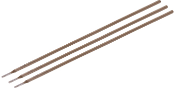 three brown threaded rods aligned side by side on a white background.