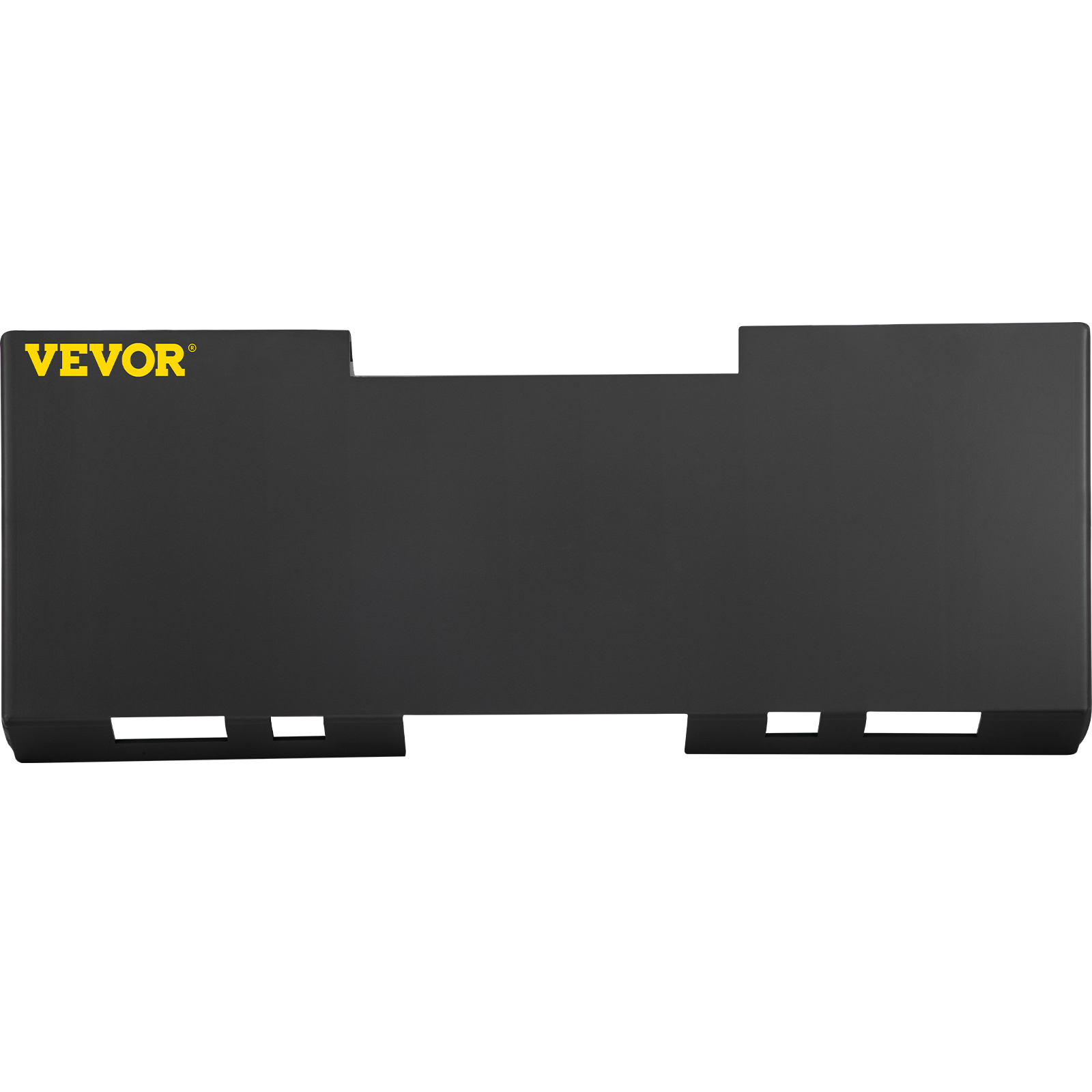 VEVOR skid steer mount plate in black with a yellow VEVOR logo.