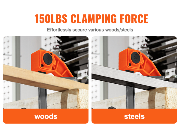 VEVOR woodworking bar clamps, 150lbs clamping force for woods and steels with non-slip tpu jaws.