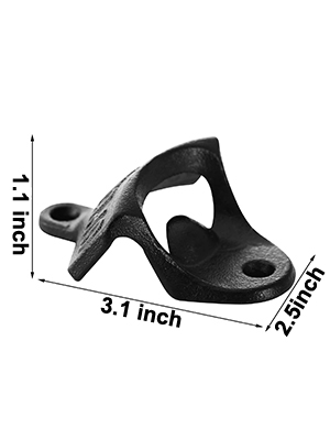 melns VEVOR čuguna pudeļu atvērējs ar izmēriem: 1,1x3,1x2,5 collas.