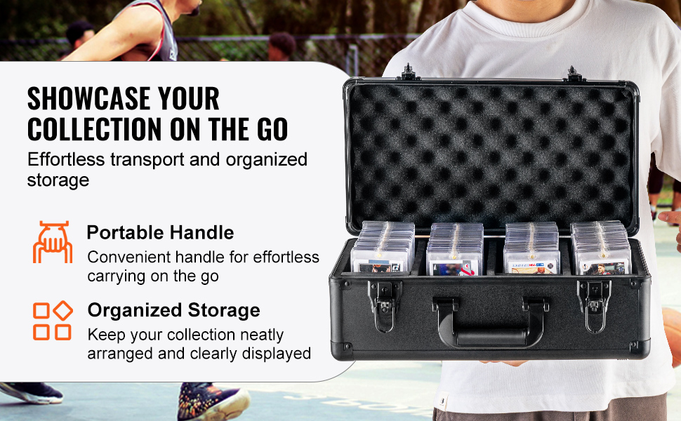 VEVOR card storage box with portable handle and organized storage for easy transport.
