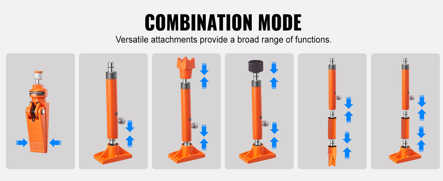 combination mode of VEVOR porta power kit with attachments offering versatile functions.