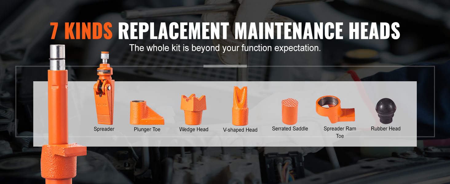 7 kinds of replacement maintenance heads for VEVOR porta power kit: spreader toe
