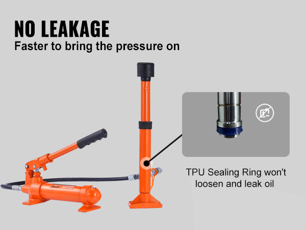 VEVOR porta power 4 ton with no leakage, tpu sealing ring, and a sturdy pressure handle.