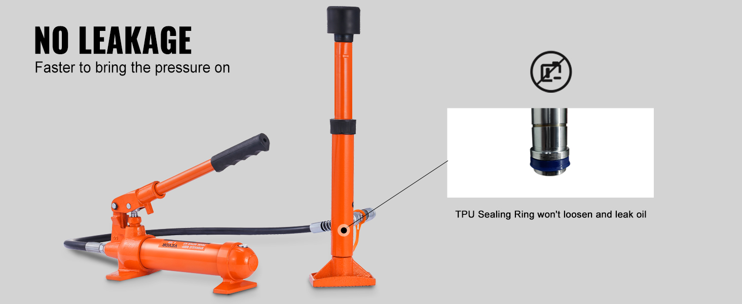 VEVOR porta power 4 ton with no leakage, tpu sealing ring, and a sturdy pressure handle.