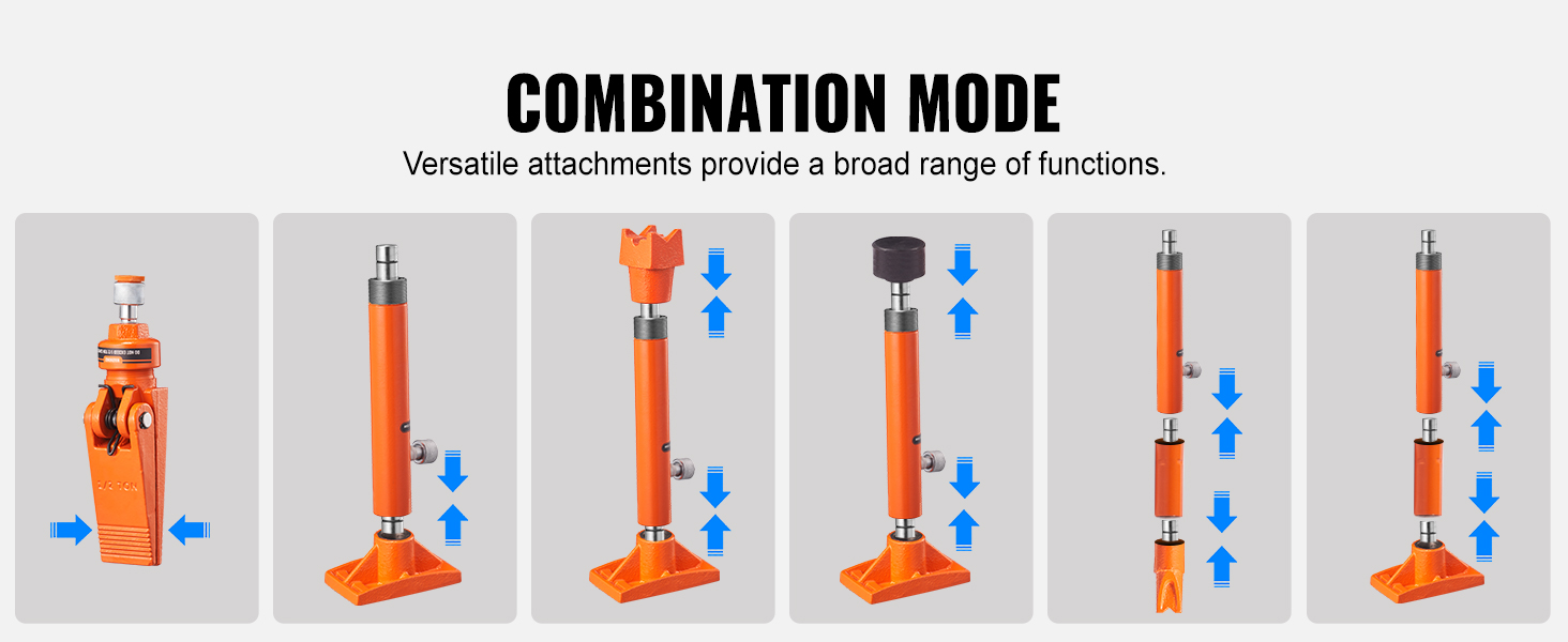VEVOR porta power 4 ton hydraulic tool with versatile attachments for various functions.
