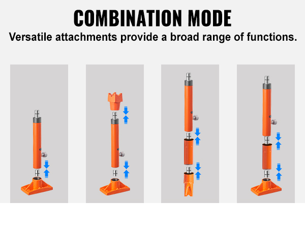 VEVOR 20 ton porta power kit: combination mode with versatile attachments for various functions.