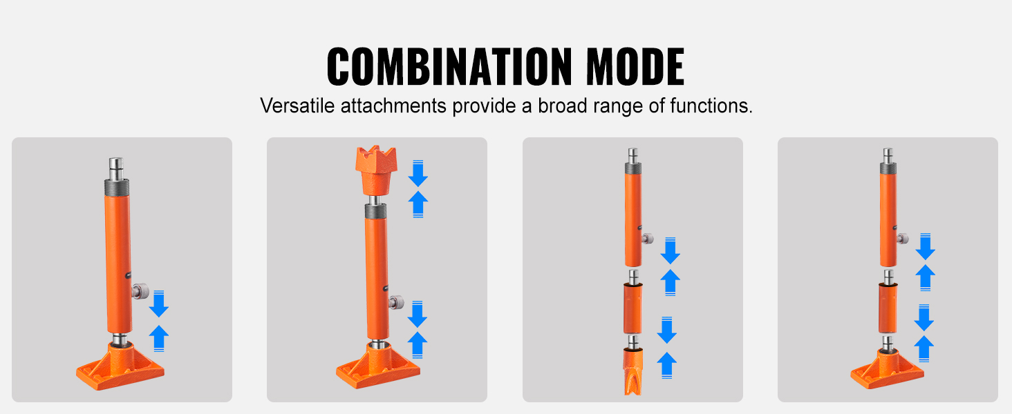 VEVOR 20 ton porta power kit: combination mode with versatile attachments for various functions.