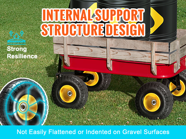 VEVOR run-flat tire wheel with strong support structure design for long-term load bearing on gravel.