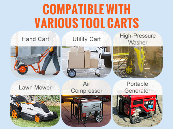 VEVOR run-flat tire wheel compatible with hand carts, utility carts, and other tool carts. replace old tires.