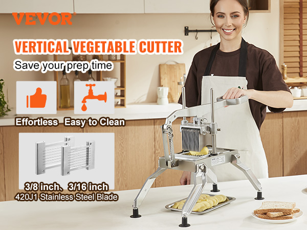 VEVOR tomato slicer: effortless, easy to clean vegetable cutter in a kitchen setting. save your prep time.