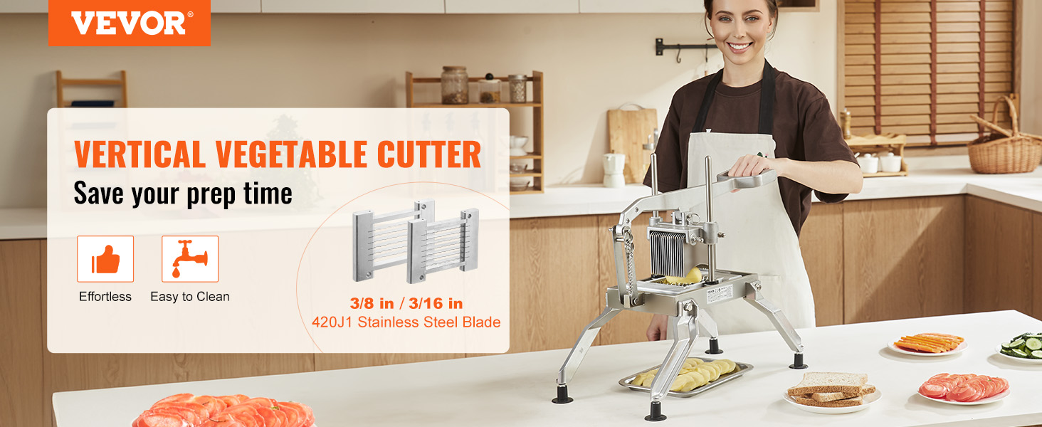 VEVOR tomato slicer: effortless, easy to clean vegetable cutter in a kitchen setting. save your prep time.