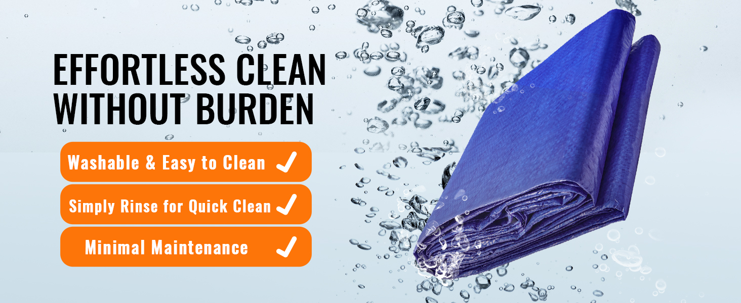effortless clean VEVOR waterproof tarp; easy to clean, simply rinse, minimal maintenance.