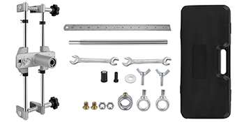 VEVOR door lock mortiser kit with tools, measuring ruler, and carrying case.