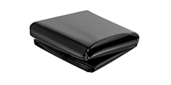 folded VEVOR pond liner in black, neatly stacked.