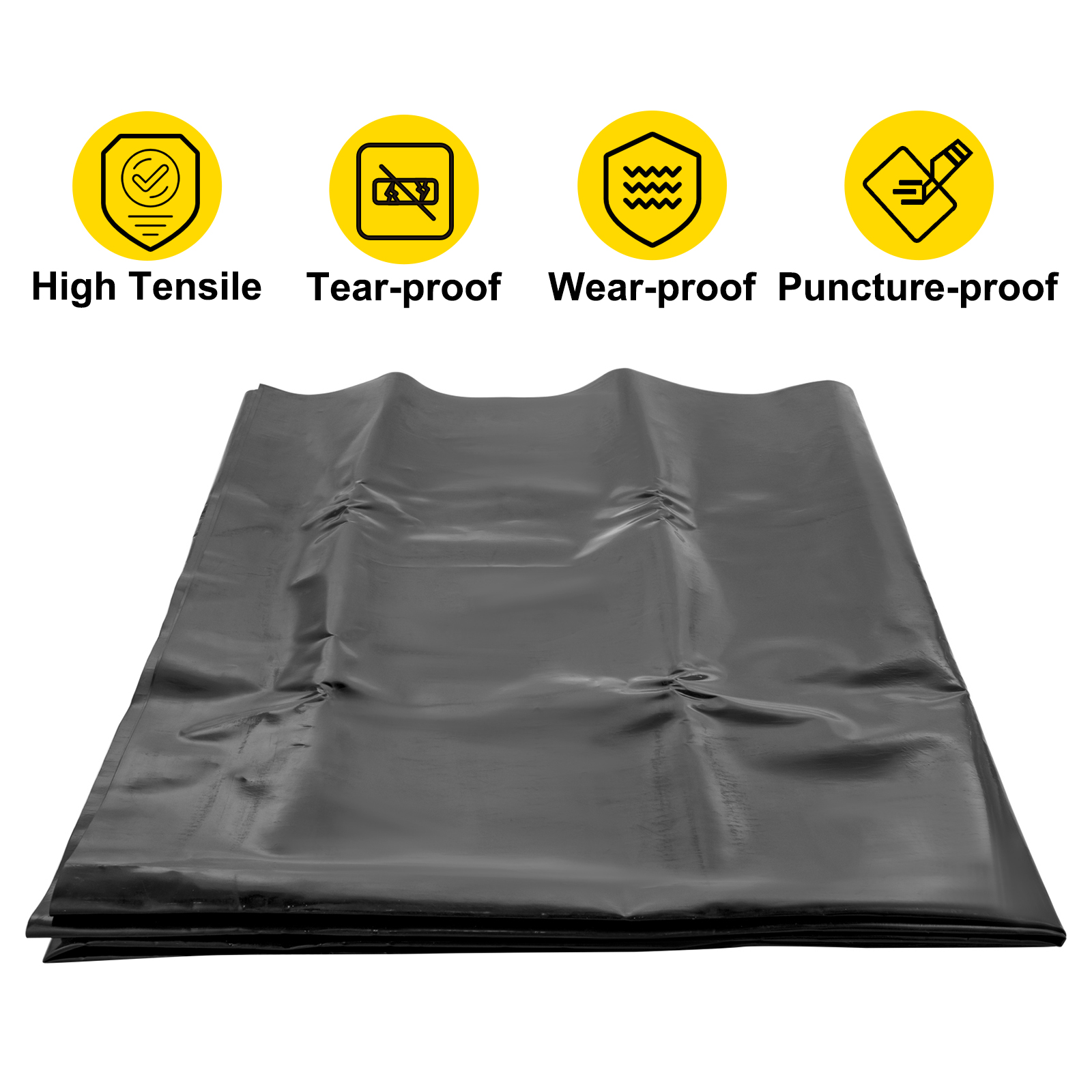 VEVOR pond liner with high tensile, tear-proof, wear-proof, and puncture-proof features.