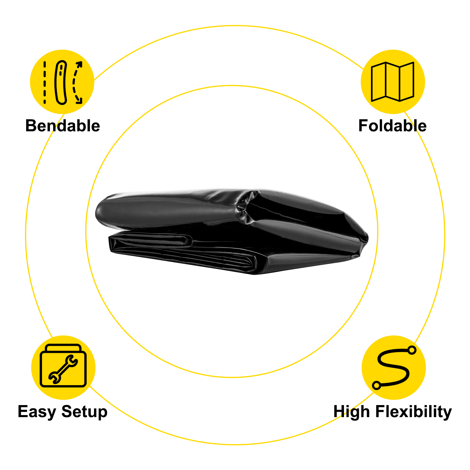 VEVOR pond liner: bendable, foldable, easy setup, and high flexibility.