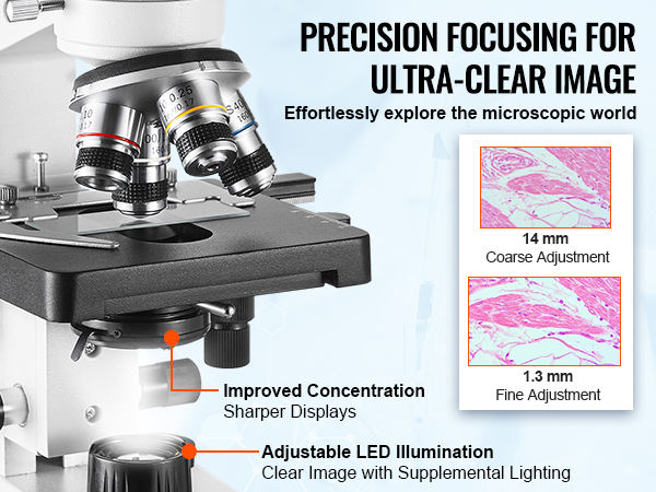 VEVOR binocular compound microscope with adjustable led illumination and precision focusing for clear images.