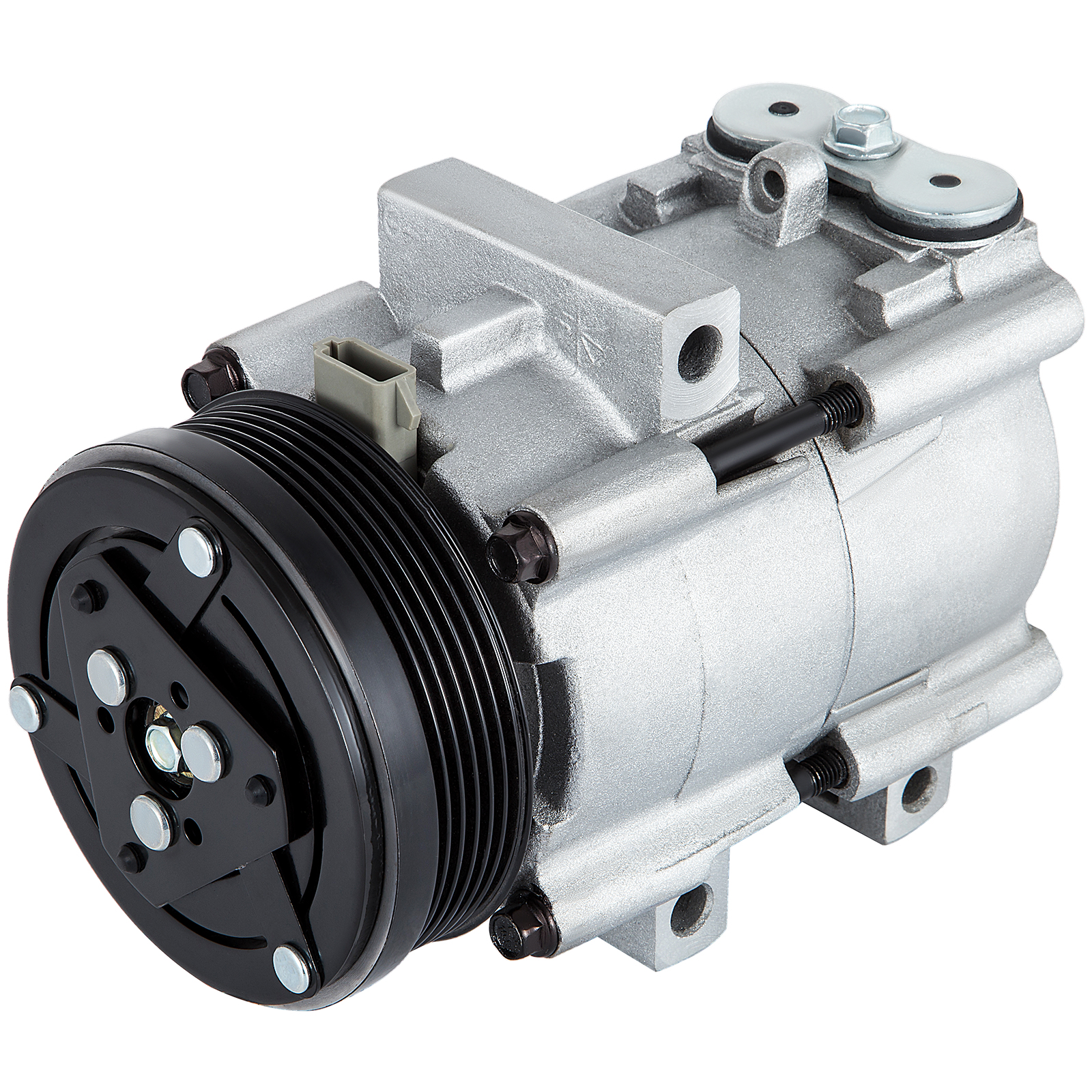 VEVOR ac compressor for ford featuring a silver casing and black front pulley.