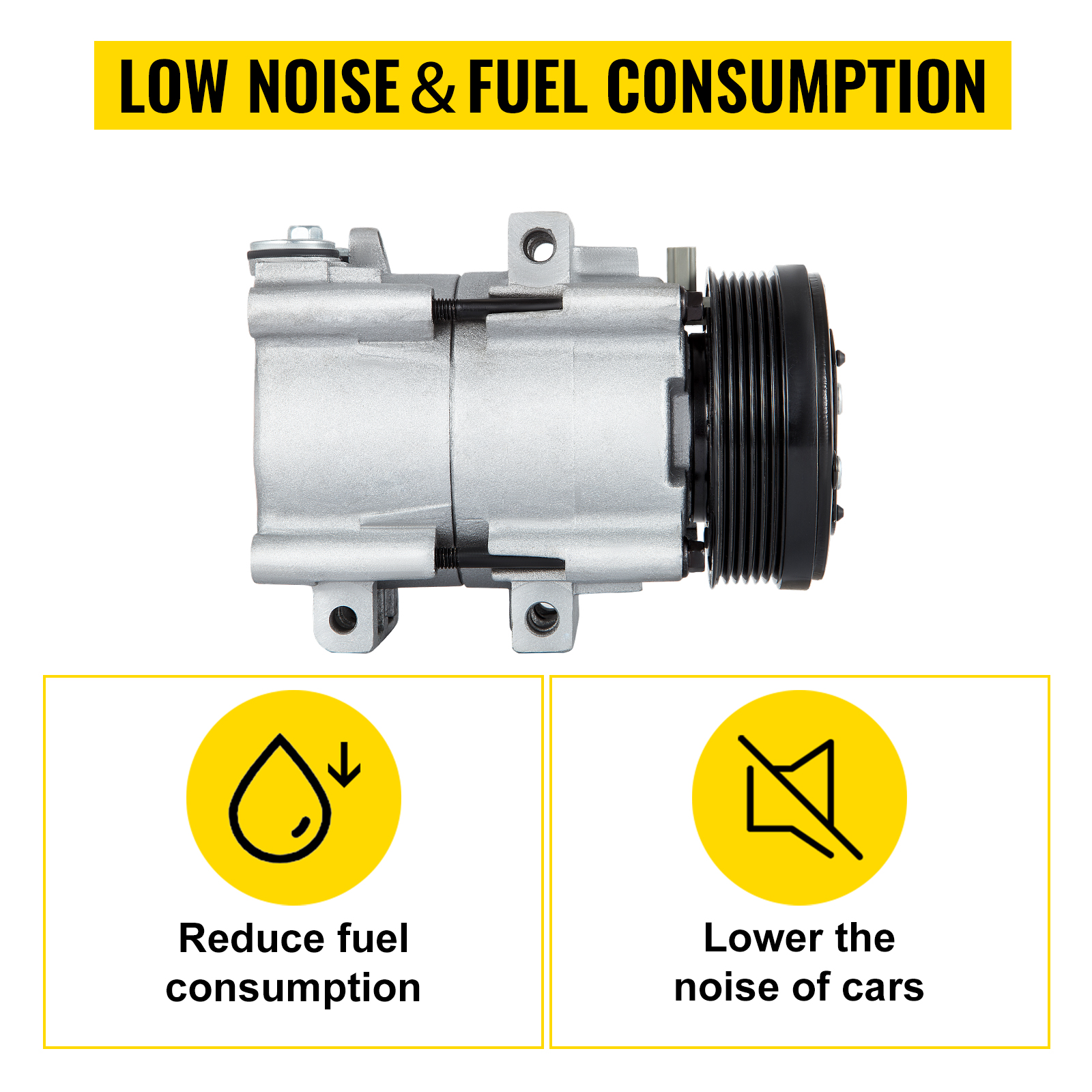 VEVOR ac compressor for ford with low noise and reduced fuel consumption features.