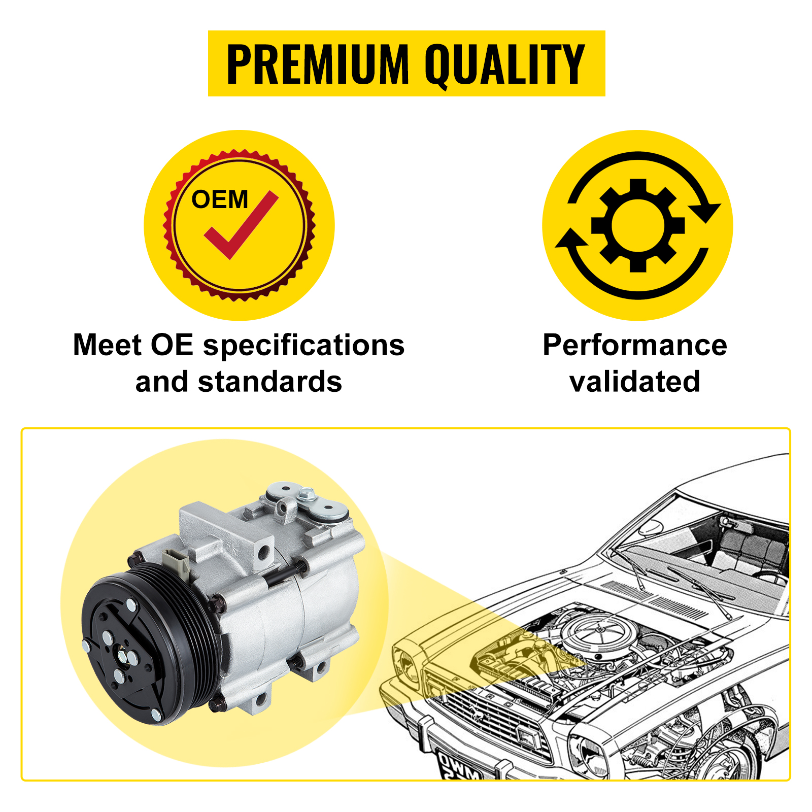 VEVOR ac compressor for ford meets oe specifications with performance validated.
