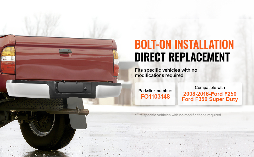 VEVOR rear step bumper ford f250/f350 features bolt-on installation and compatibility (2008-2016 models).