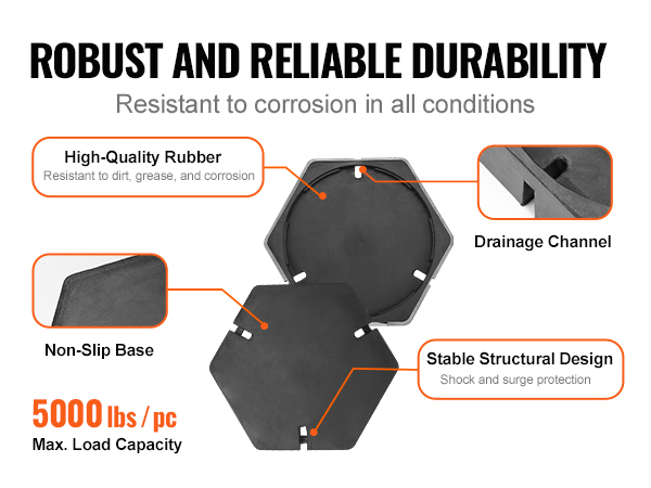 VEVOR rv leveling pads with high-quality rubber, stable design, drainage channel, and non-slip base.